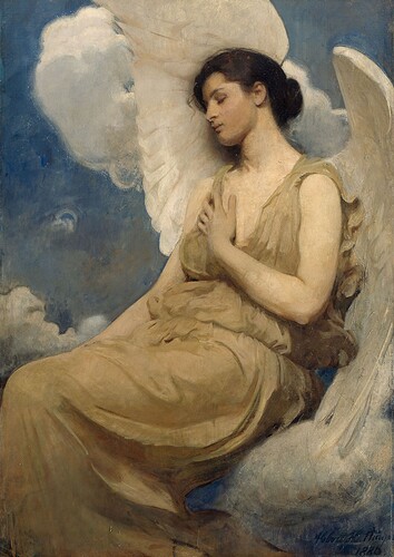 19th Century Winged Figure by Abbott Handerson Thayer 1849-1921 Angel Women Romanticism