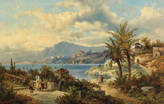 Josef Thoma - a view of a bay on the bosporus