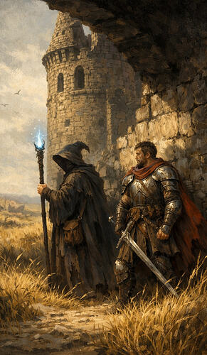 Büyücü ve savaşçı çizimi